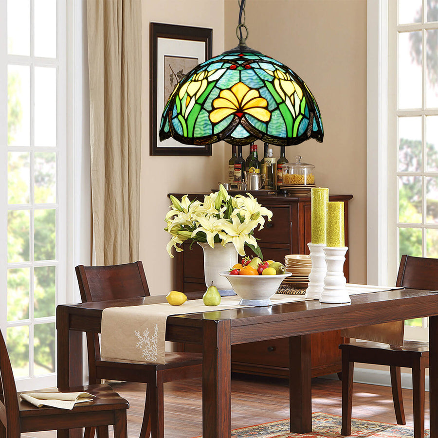 Tiffany Vintage Metallo Vetro Lampade a Sospensione Soggiorno