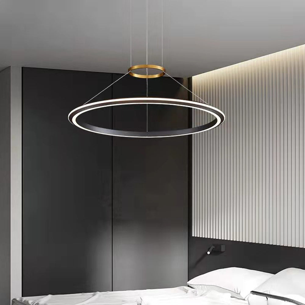 Arisha Lampada a Sospensione Metallo Nero Anello Minimalista