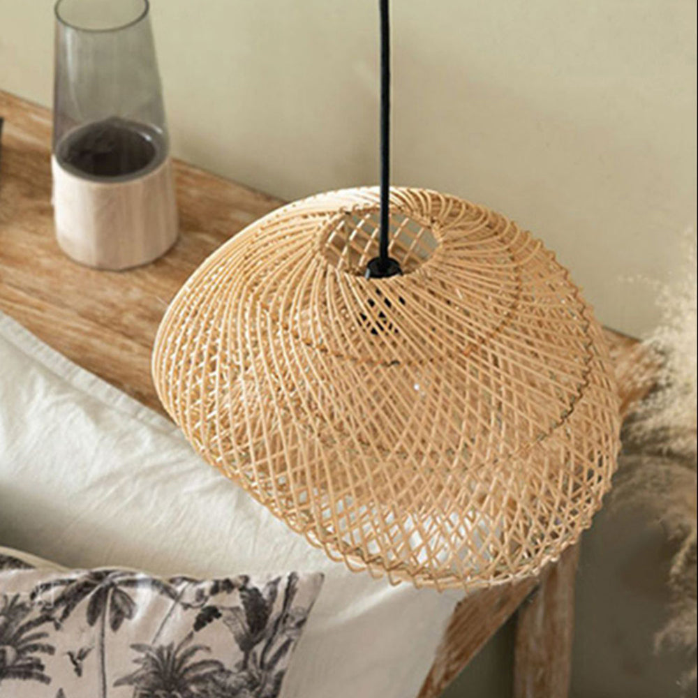 Muto Classico LED Lampade a Sospensione Metallo Rattan Nativo Soggiorno