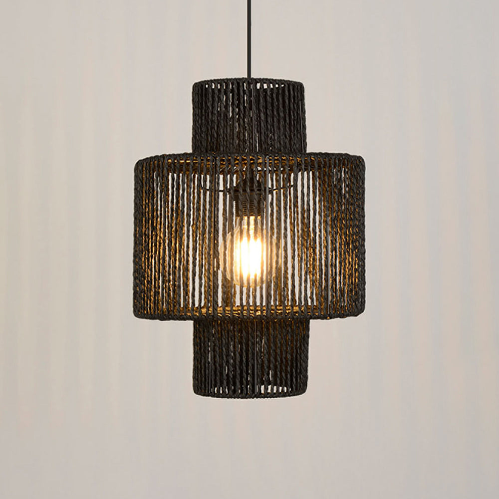 Ritta Retro Rustico Tamburo Appeso Lampade a Sospensione Nero
