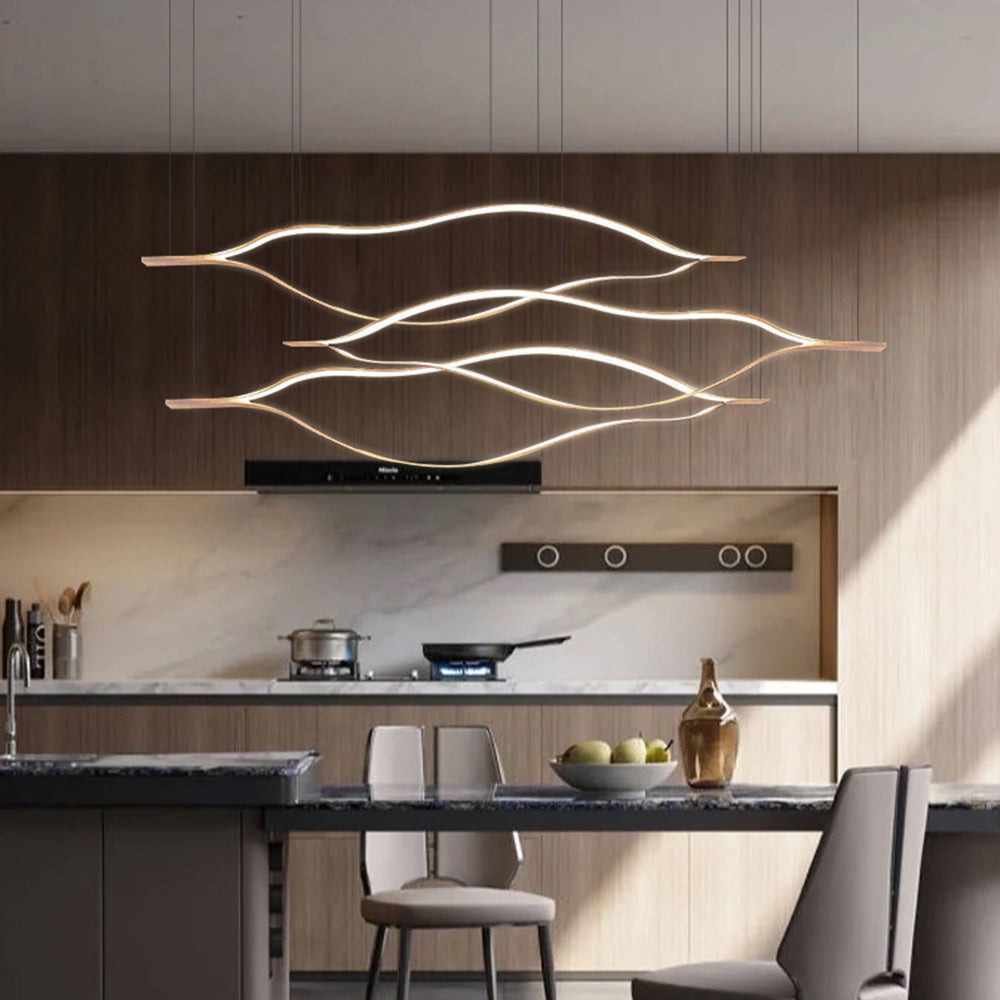 Arisha Moderni LED Lampada a Sospensione Metallo/Acrilico Oro Onda Camera da Letto