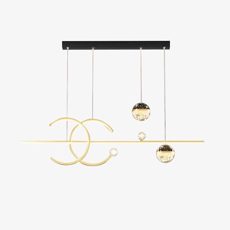 Madina Lampade a Sospensione Metallo/Vetro Nero/Oro Globo Lusso