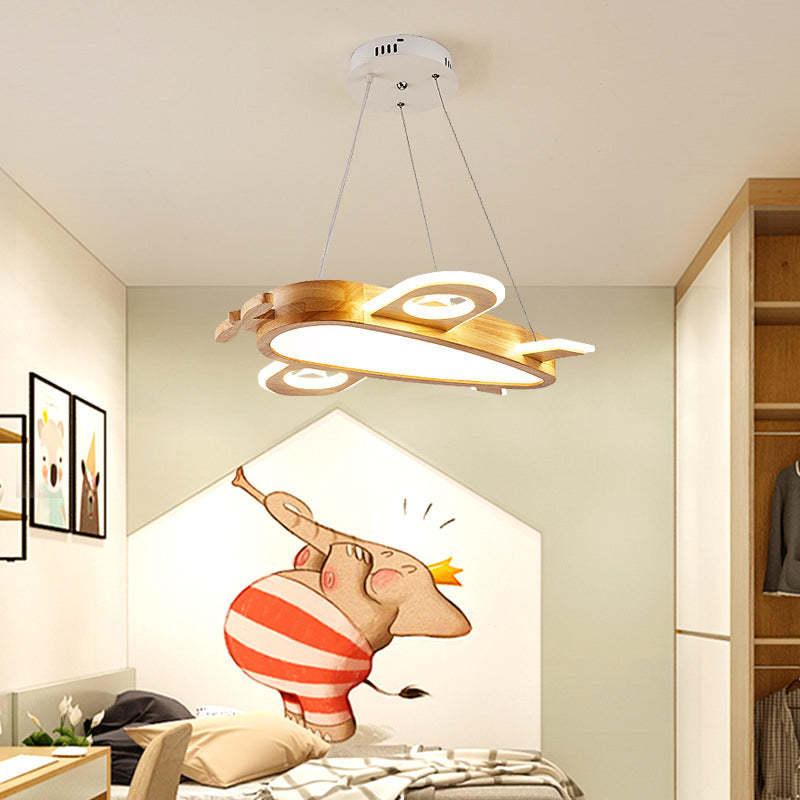 Minori Moderno Naturale Creativo DIY Bambini Aereo Forma Acrilico Lampade a Sospensione Legno