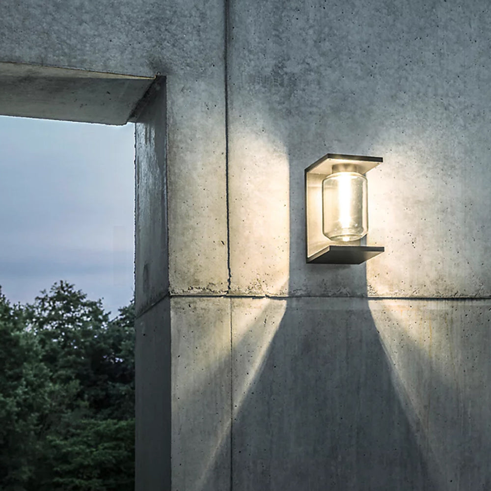 Ray Moderno Rettangolare Metallo/Vetro Lanterna Solare Applique da Esterno