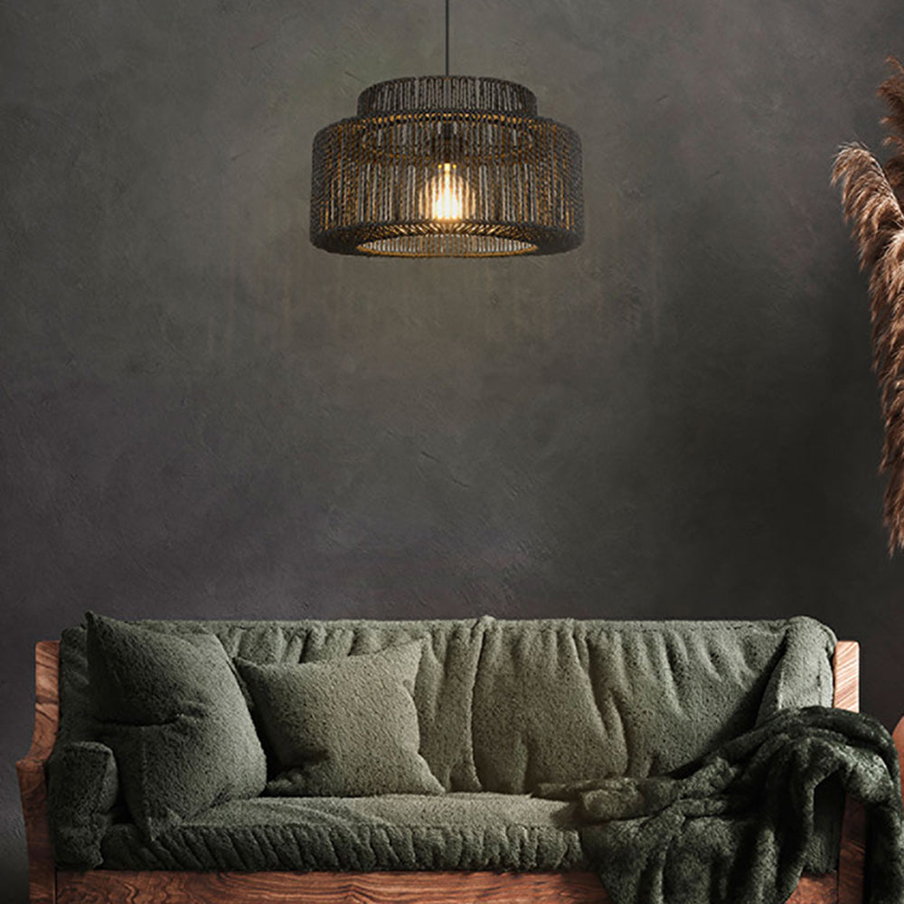 Ritta Retro Rustico Tamburo Appeso Lampade a Sospensione Nero