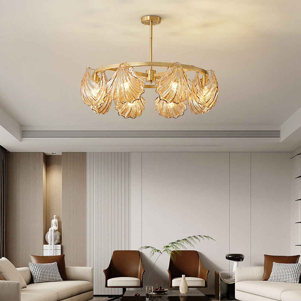 Kirsten Moderne LED Conchiglia Anulare Lampade a Sospensione Metallo Vetro Nero/Oro Soggiorno/Camera da Letto