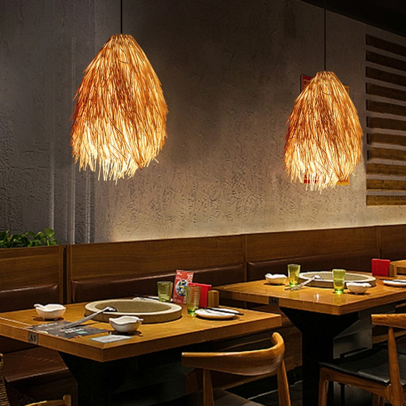 Ritta Designer Fatti a Mano Rattan Tessuti Lampada a Sospensione