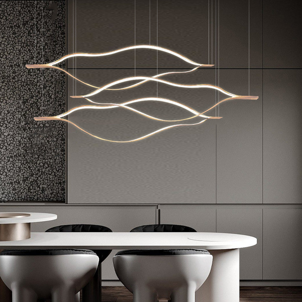 Arisha Moderni LED Lampada a Sospensione Metallo/Acrilico Oro Onda Camera da Letto