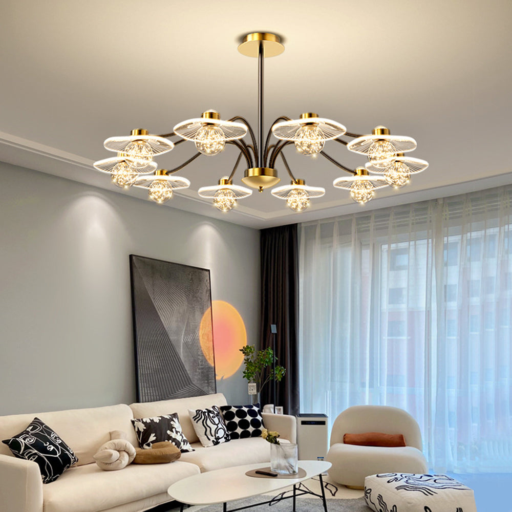 Carins Moderno LED Lampada a Sospensione Metallo Acrilico Vetro Oro Soggiorno/Camera da Letto