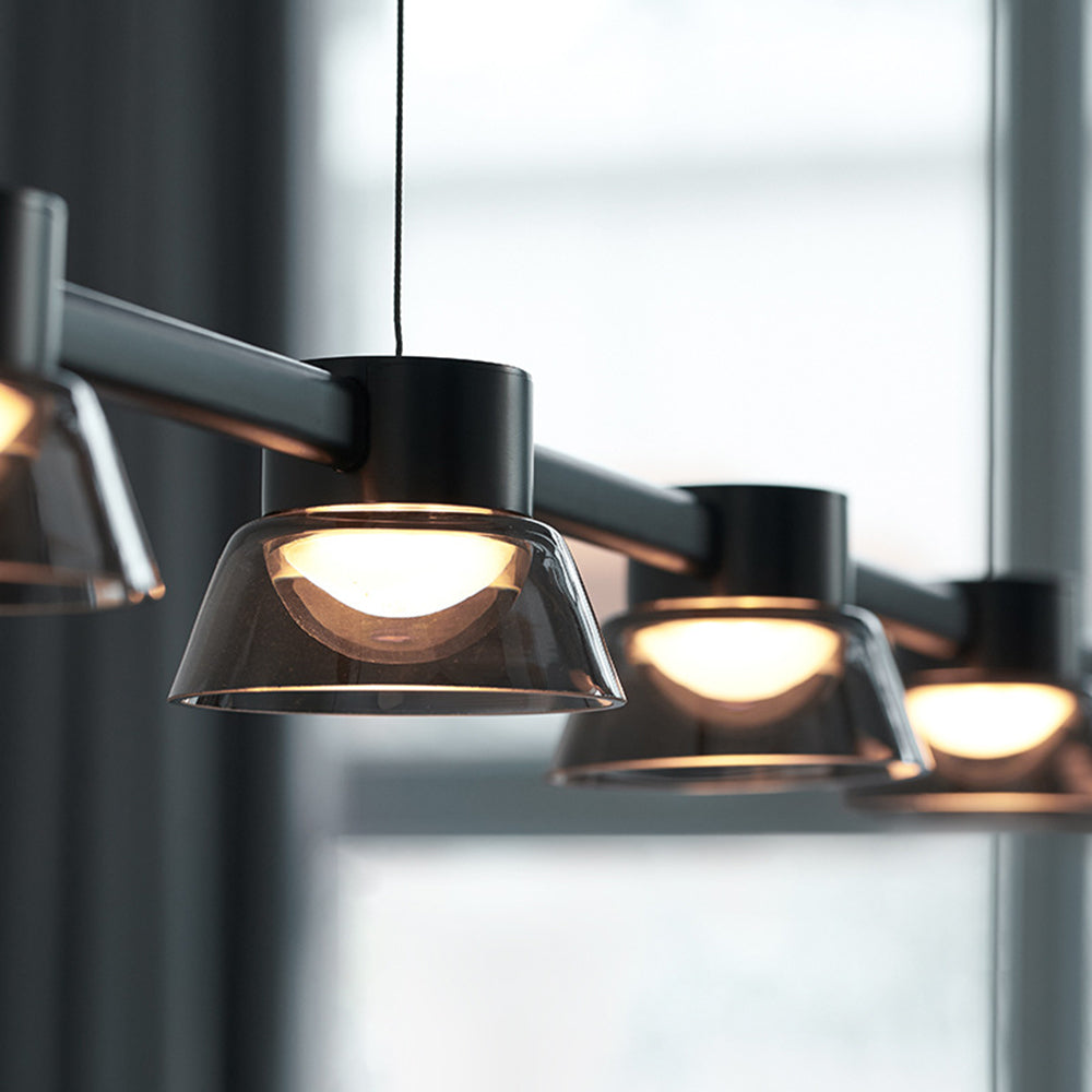 Evette Moderno LED Lampada a Sospensione Metallo Nero Lineare Sala da Pranzo/Soggiorno/Camera da Letto