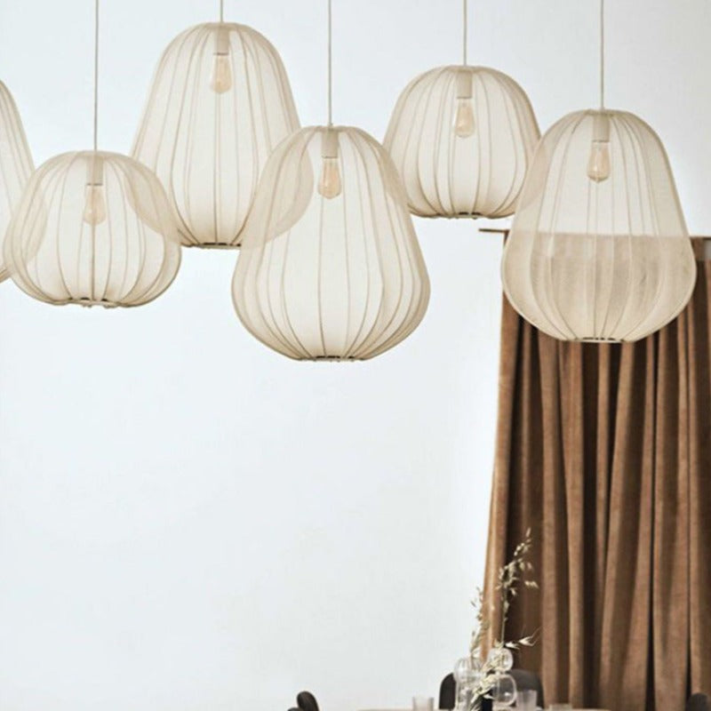 Ritta Moderne Metallo Tessuto Lampade a Sospensione Beige Grigio Soggiorno
