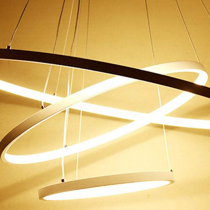 Arisha Design Illuminato LED Lampada a Sospensione Bianco/Nero/Oro Anello Interno Soggiorno/Camera da Letto