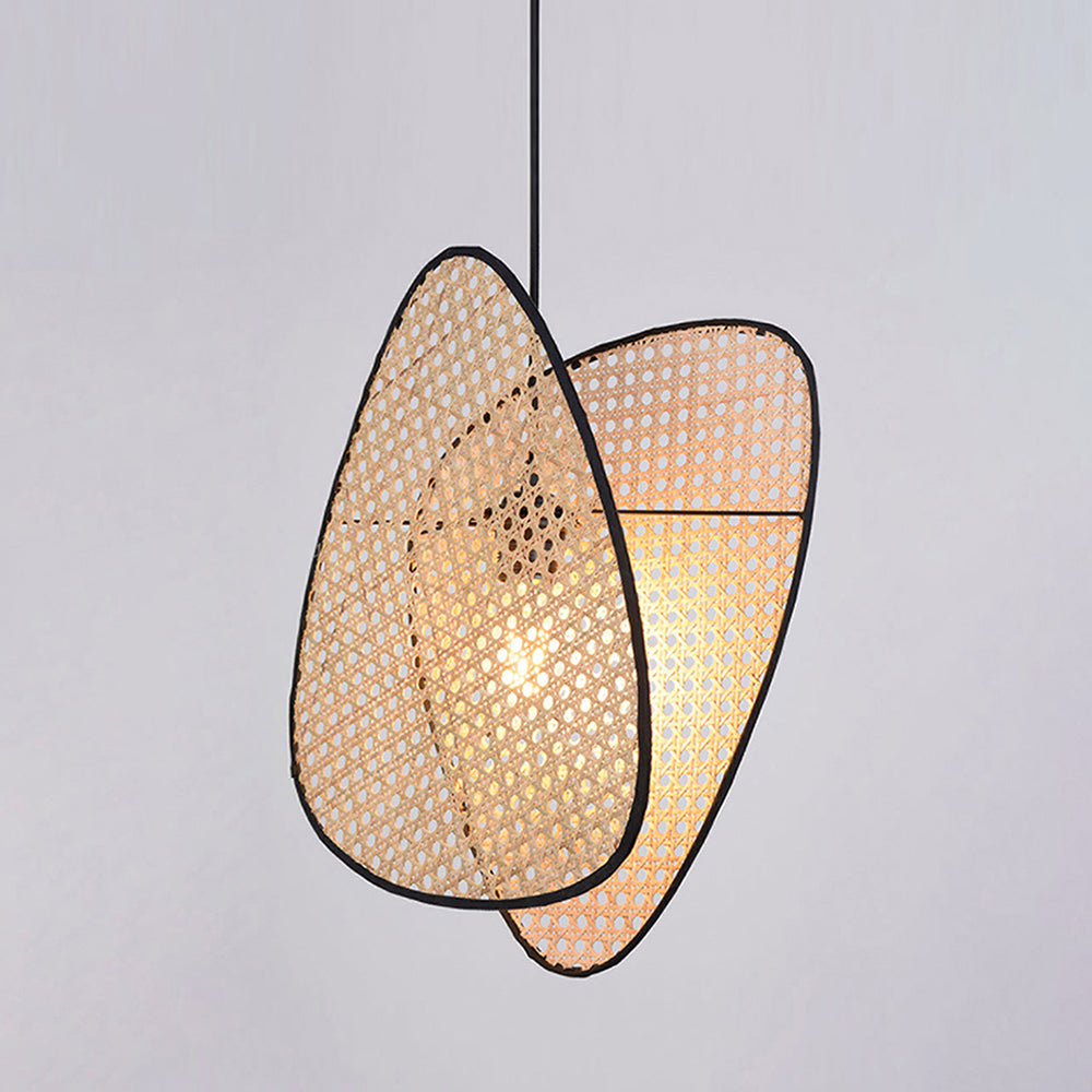 Ritta Naturale LED Lampada a Sospensione Triangolo Rattan Soggiorno/Camera da Letto/Sala da Pranzo