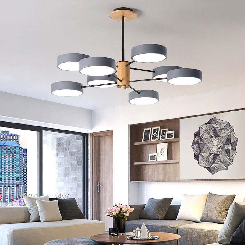 Arisha Moderna LED Design Lampada a Sospensione Metallo Legno Grigio/Verde Soggiorno/Camera da Letto