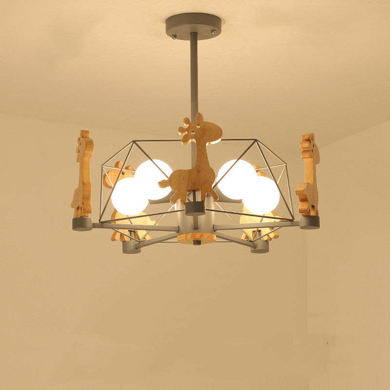 Minori Moderno LED Design Creativo Giraffe Plafoniera Legno Metallo Camera da Bambini/Camera da Letto