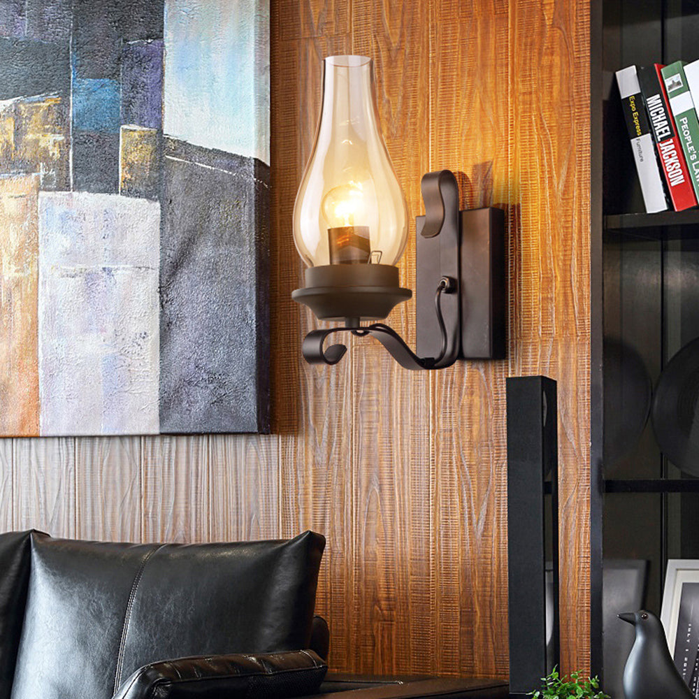 Silva Vintage LED Candela Applique Metallo/Legno Soggiorno
