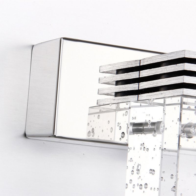 Arisha Moderno Minimalismo LED Applique Quadrato Metallo Cristallo Argento Specchio Bagno
