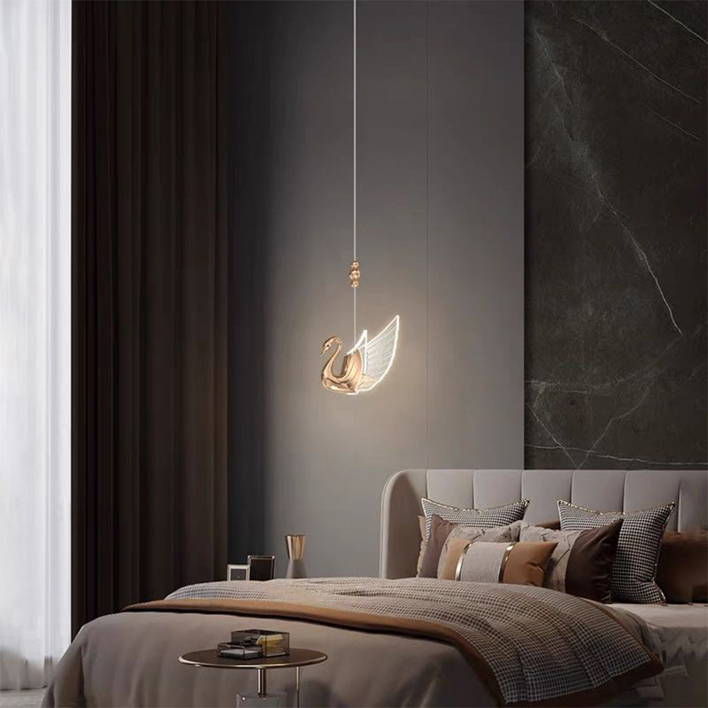 Arisha Moderno LED Creativo Cigno Lampade a Sospensione 2 Colori Metallo Acrilico Camera da Letto