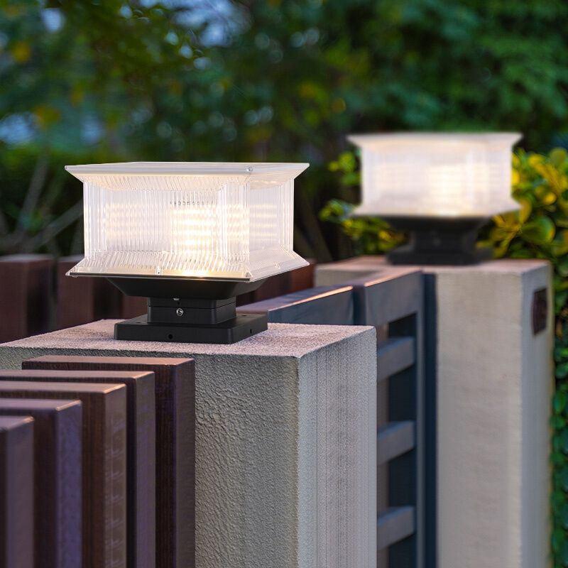 Ray Contemporaneo LED Rettangolare Metallo Acrilico Lampada da Esterno, Nero