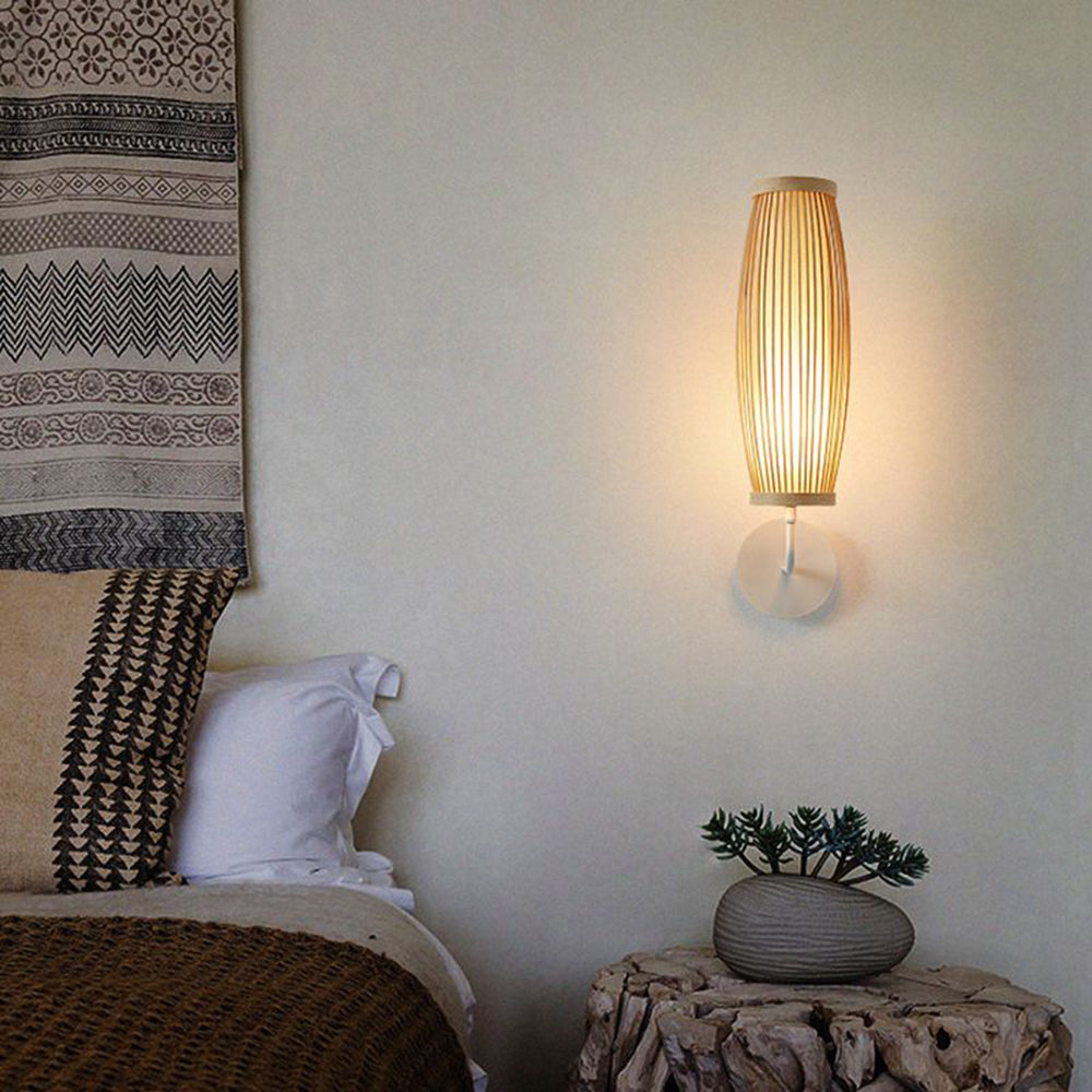 Muto Moderni LED Applique Cilindrica Bambù Soggiorno/Camera da Letto