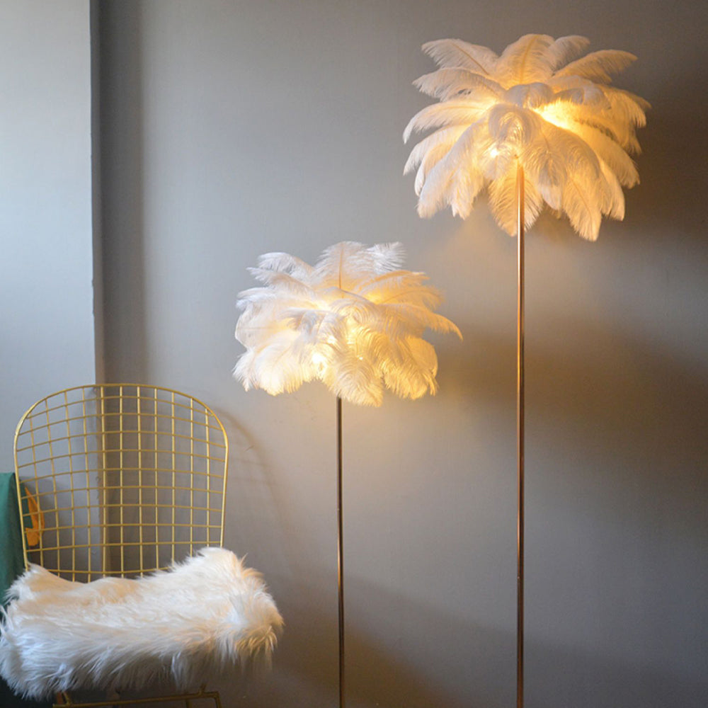 O'Moore Elegante LED Lampada da Terra Piuma di Struzzo/Metallo