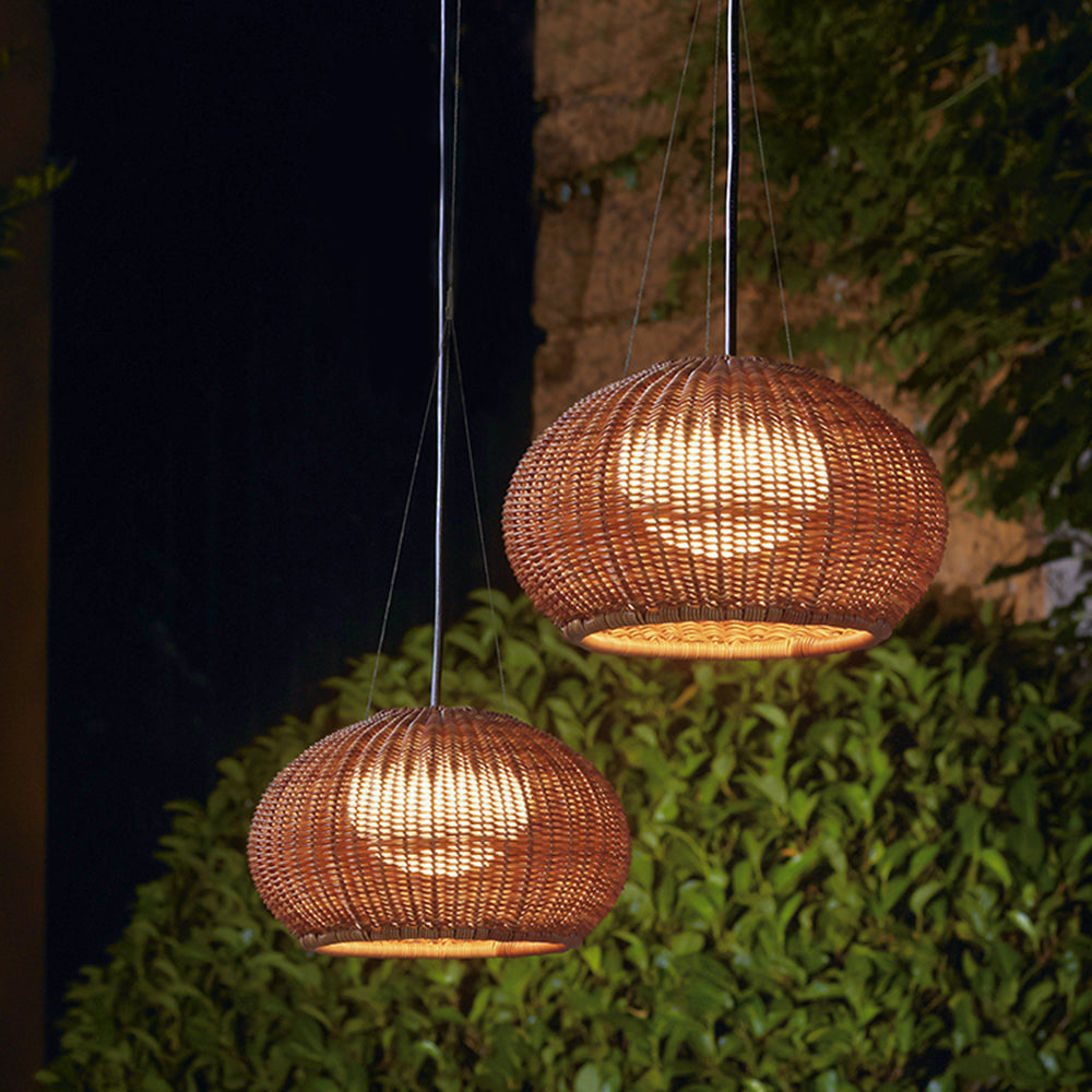 Ritta Retro Lanterna Bambù/Acrilico Lampade a Sospensione Esterno