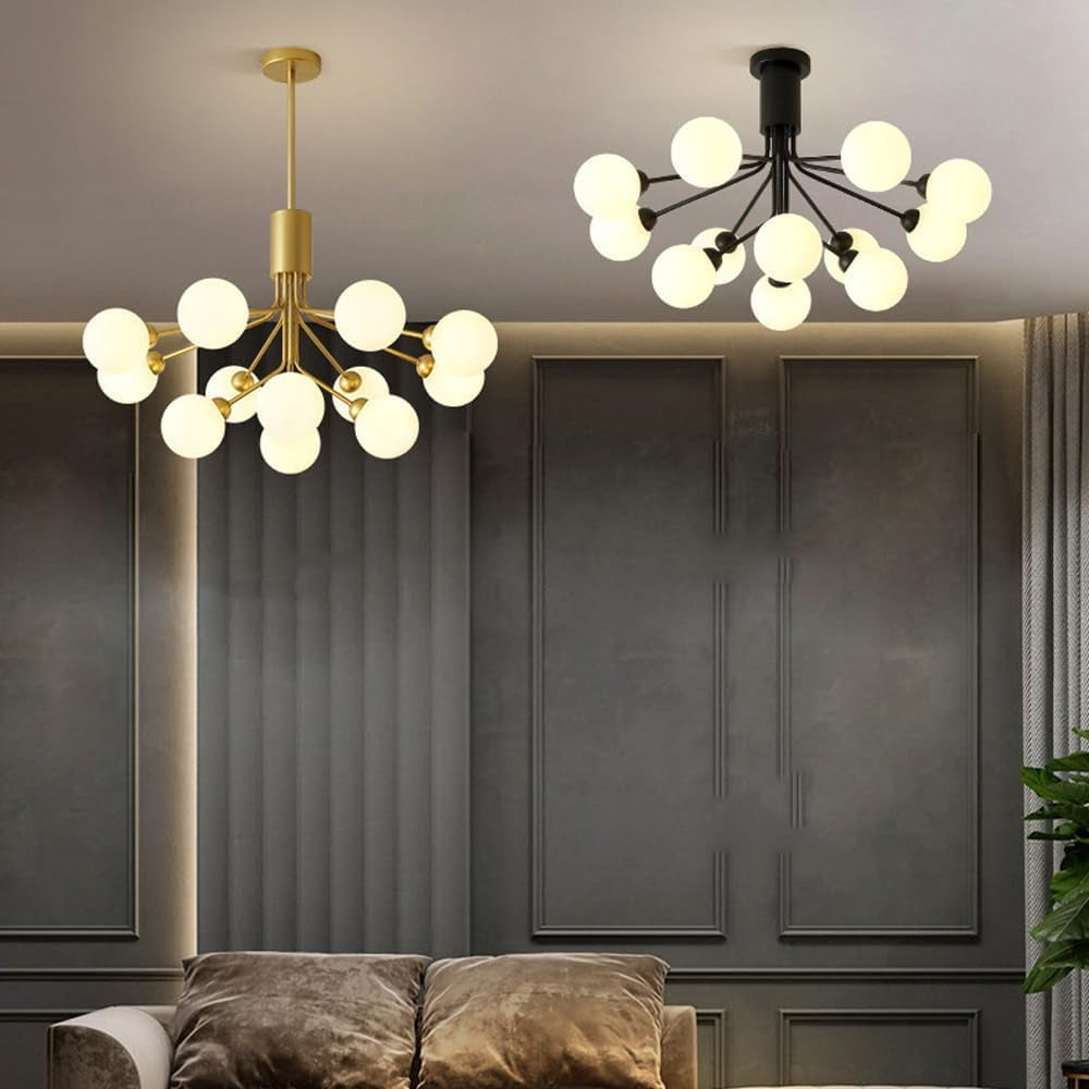 Valentina Moderno Metallo/Vetro Lux Lampadario Oro/Nero Camera da letto/Soggiorno
