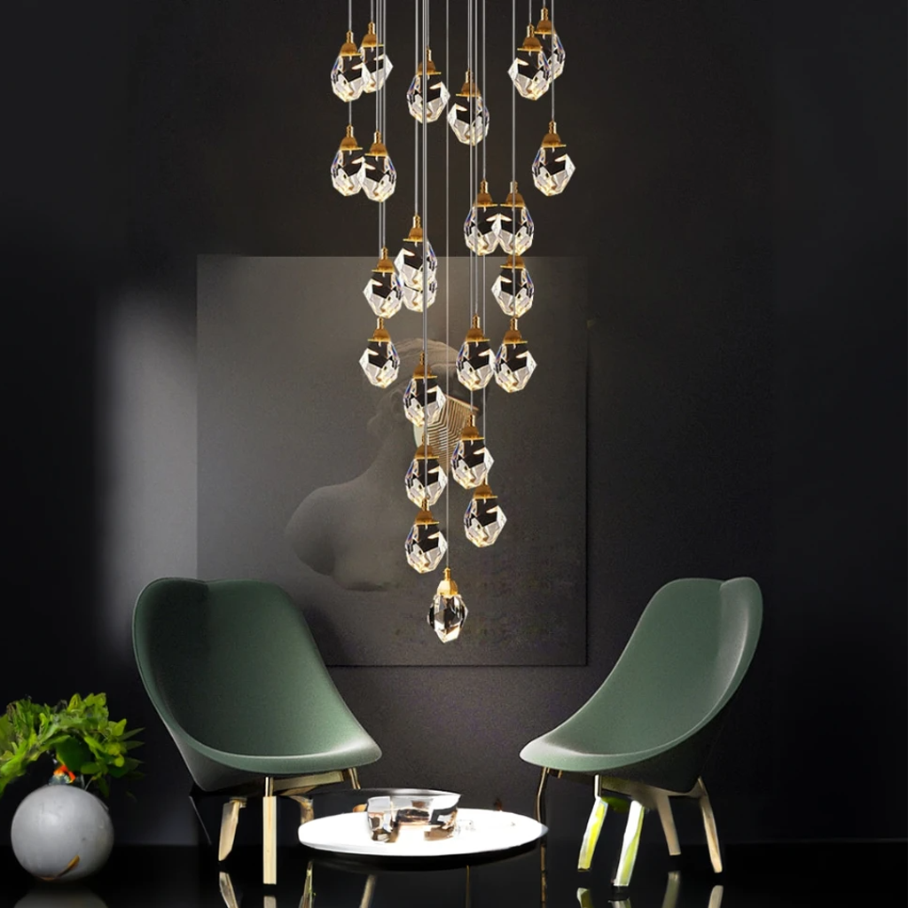 Kristy Design Cristallo LED Metallo Lampade a Sospensione Oro Soggiorno
