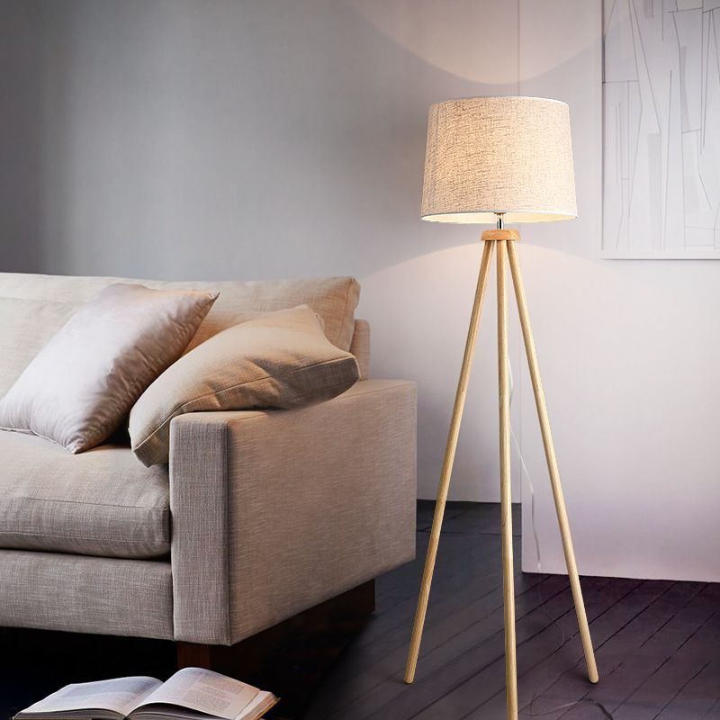 Muto Moderne LED Base Lampade da Terra Legno/Tessuto Salotto