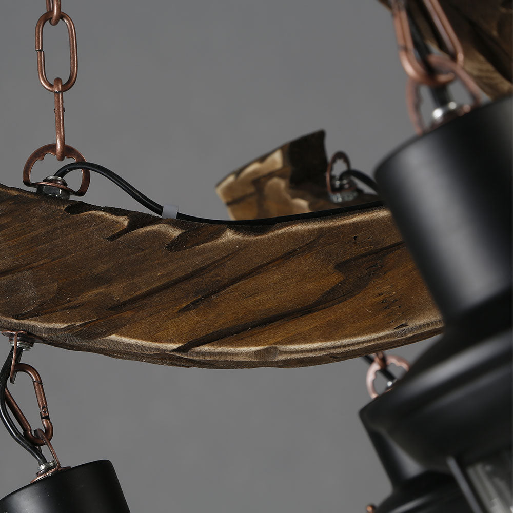 Epoch Vintage Industriale LED Lampade a Sospensione Nero Metallo/Legno Soggiorno/Camera da Letto