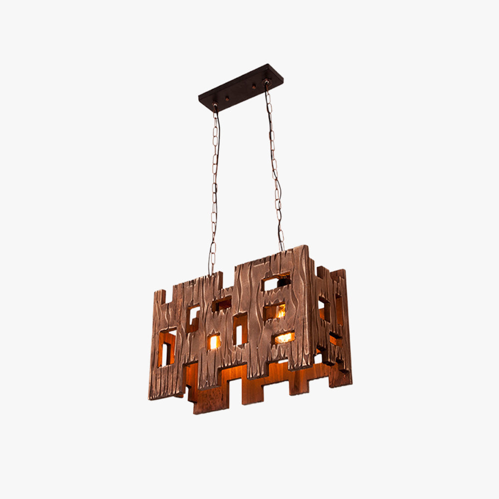 Epoch Lampade a Sospensione Vintage Moderno Rettangolare Metallo Legno