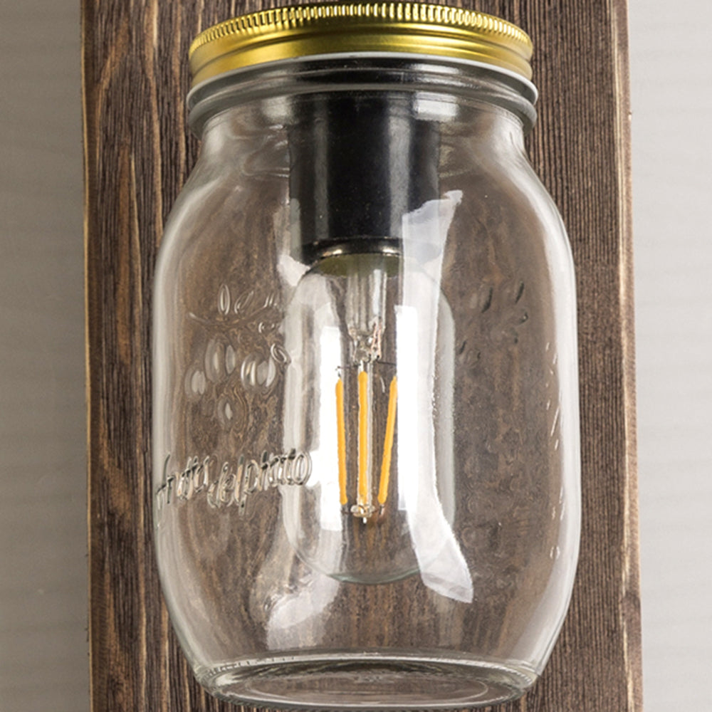 Epoch Vintage Vaso LED Applique Legno Vetro Camera da Letto