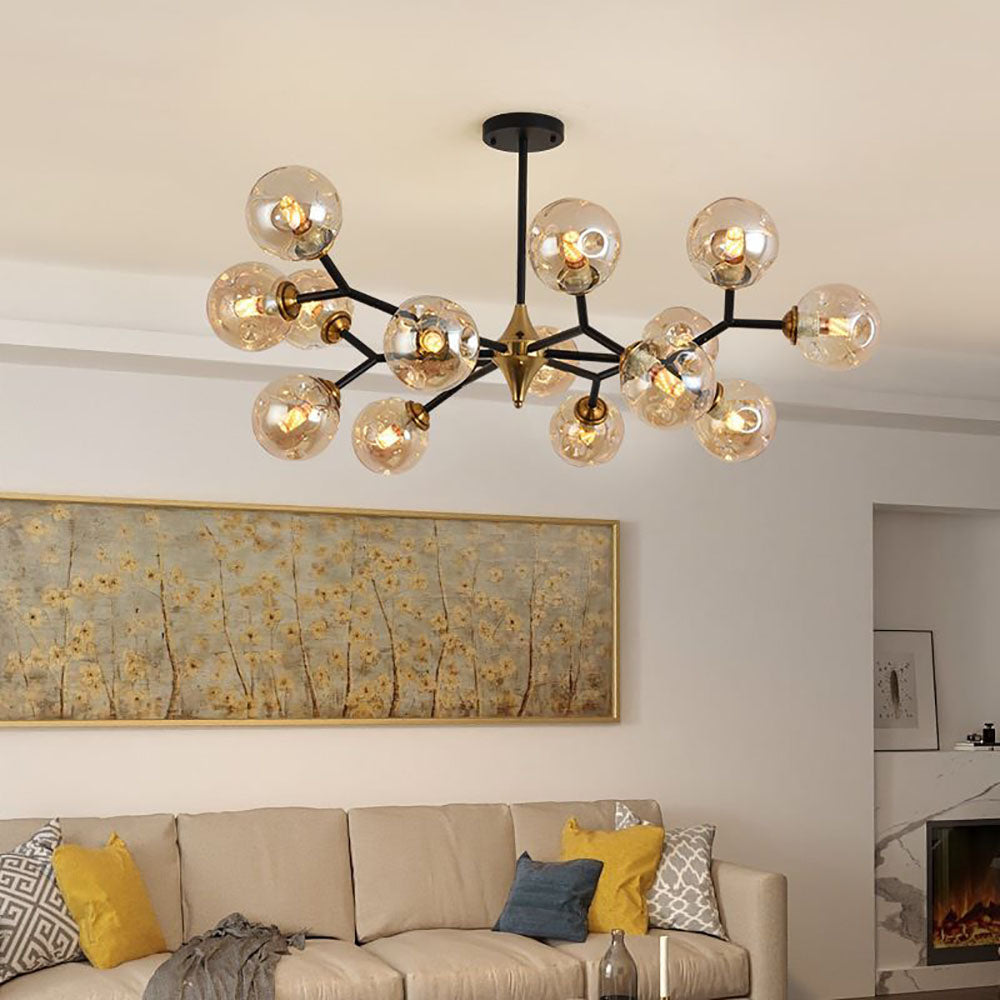 Valentina Arte Deco LED Bellissimi Soffitto Lampade a Sospensione Vetro Ambra Bolle Soggiorno/Camera da Letto