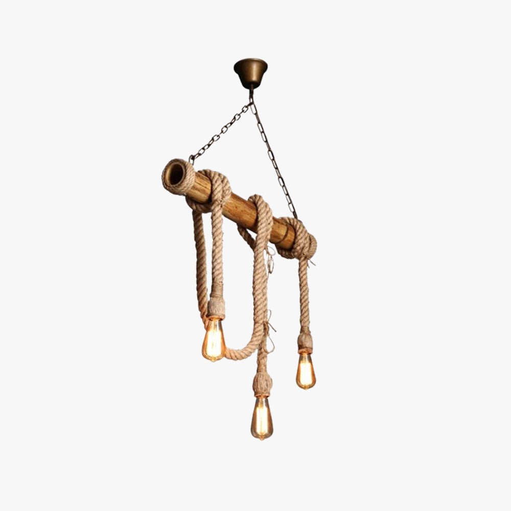 Silva Vintage Design LED Lampade a Sospensione Metallo/Bambù Corda di Canapa