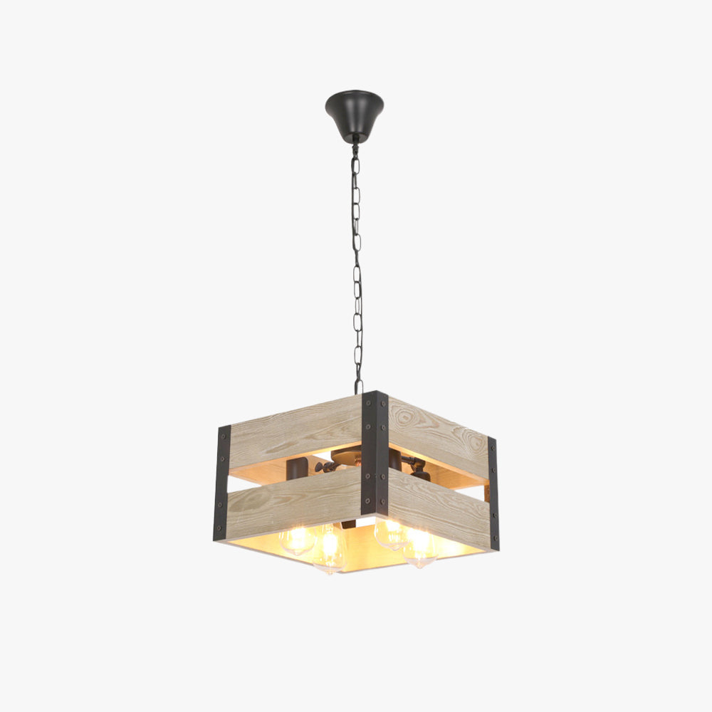 Alessio Design LED Quadrato Lampade a Sospensione Metallo/Legno Soggiorno/Camera da Letto