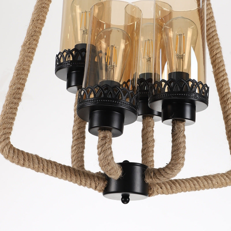 Epoch Vintage Metallo/Corda LED Sospensione Nero Soggiorno/Bar/Ristorante