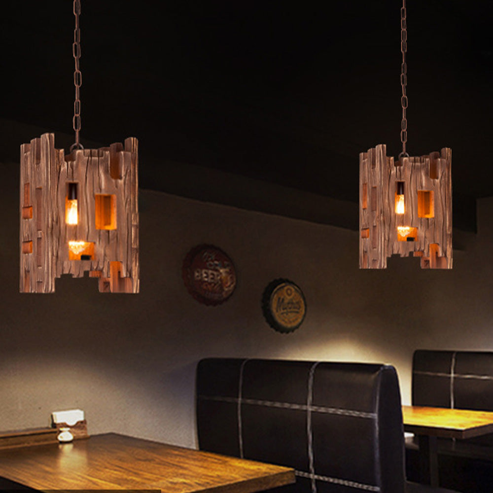 Epoch Retro Rettangolare Lampade a Sospensione Metallo/Legno
