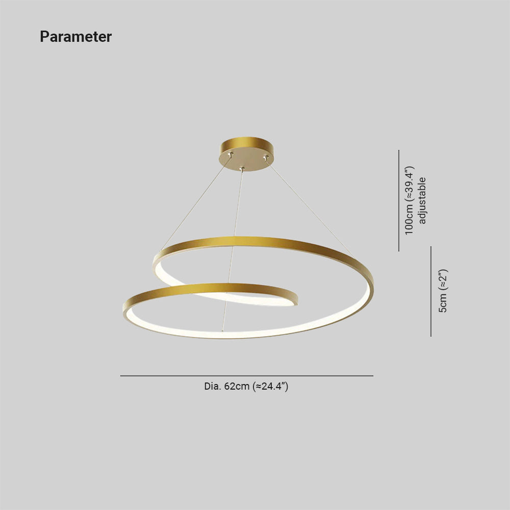 Arisha Moderno LED Cerchio Curvo Lampade a sospensione Metallo Nero/Oro Soggiorno/Camera da Letto