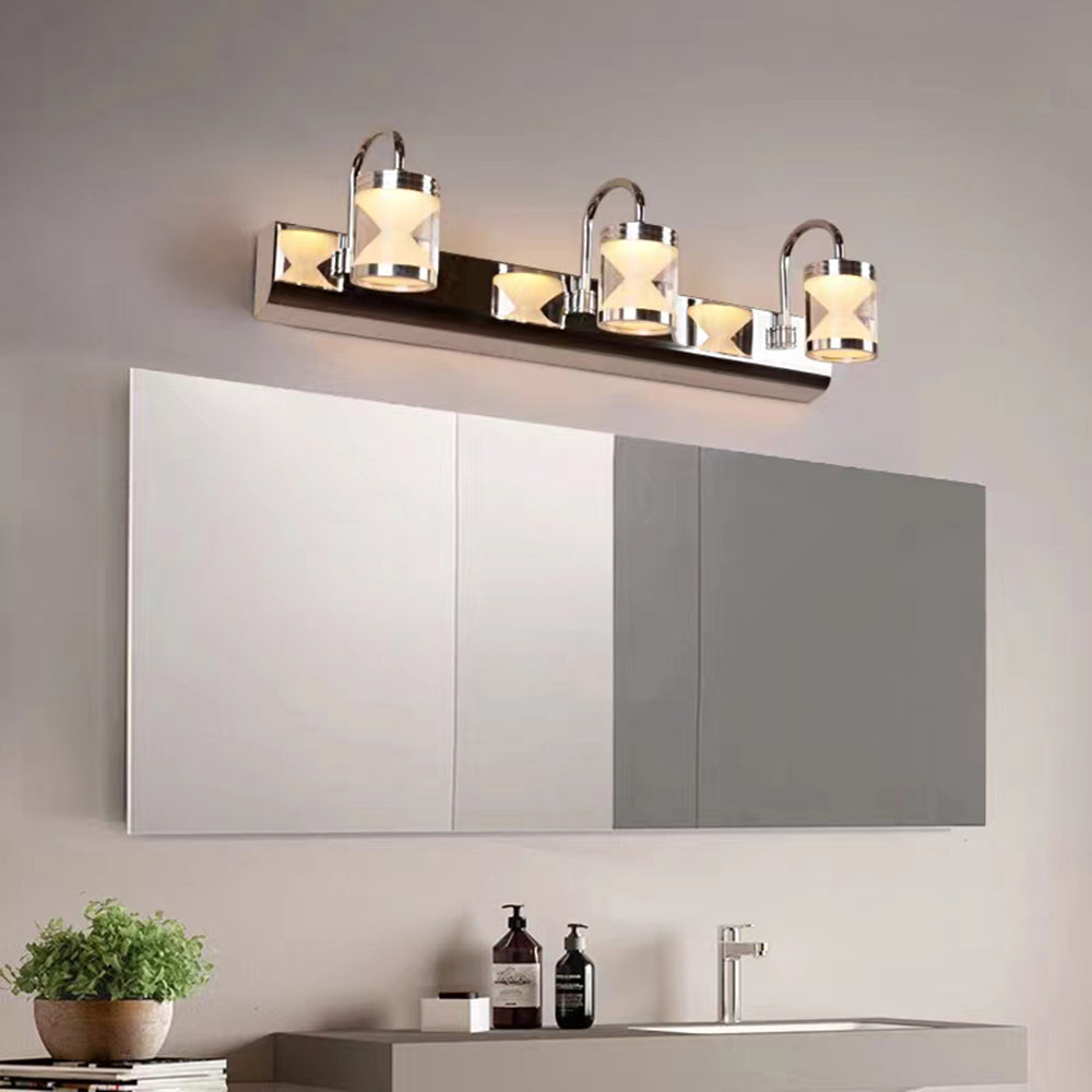 Arisha Moderni Design LED Applique Cilindrico Impermeabile Piccolo Argento Metallo Bagno
