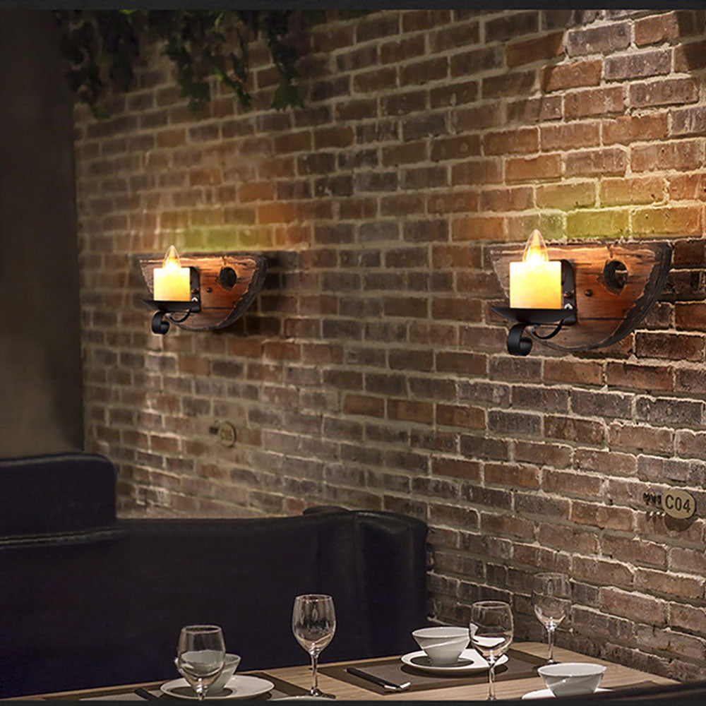 Epoch Vintage Design Candela Industriale LED Applique Legno Metallo Soggiorno/Camera da Letto