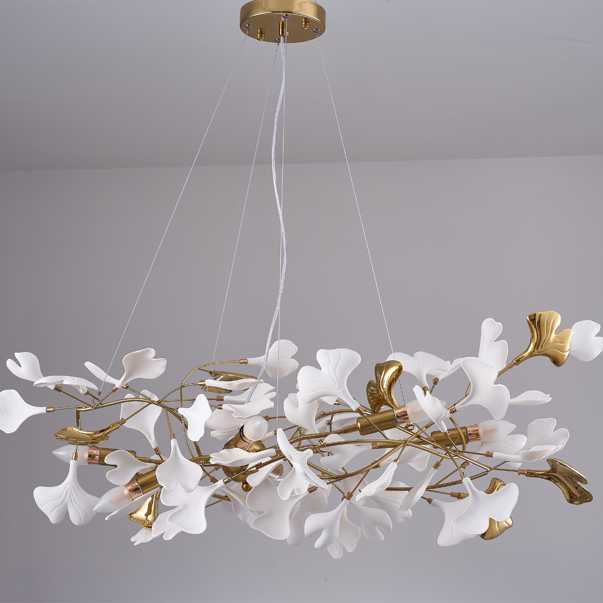 Olivia Lampada a Sospensione Ceramica Grande Foyer Foglia Gingko Soggiorno Lusso