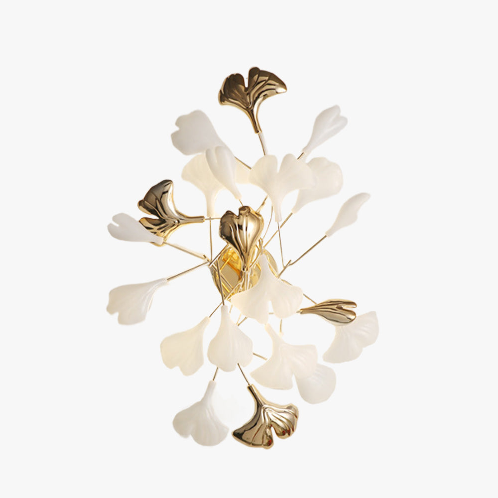 Olivia Design LED Bellissimo Ginkgo Biloba Applique Ceramica Metallo Bianco/Oro Soggiorno/Camera da Letto