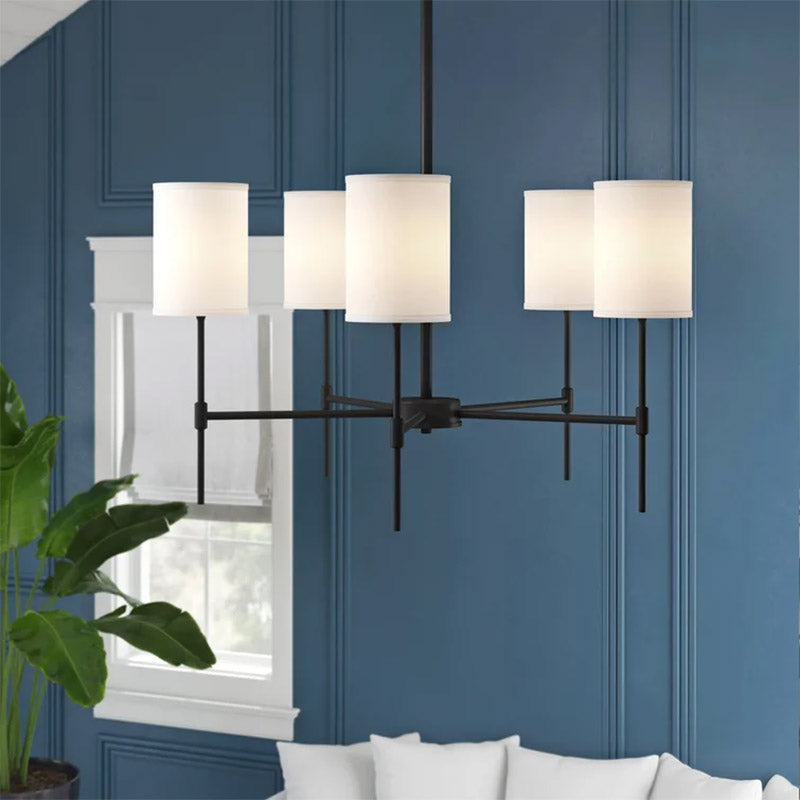 Silva Lampadario Moderno a LED in Metallo/Tessuto Nero/Oro per Soggiorno