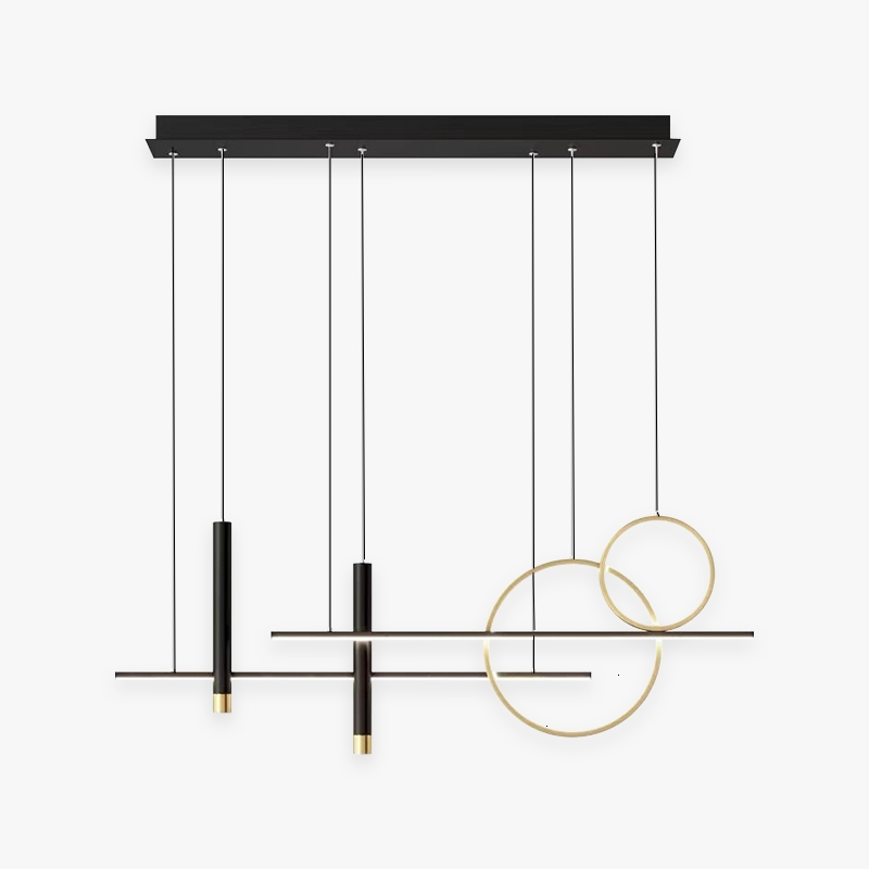 Madina Lampada a Sospensione LED Oro/Nero Doppio Cerchio Moderna