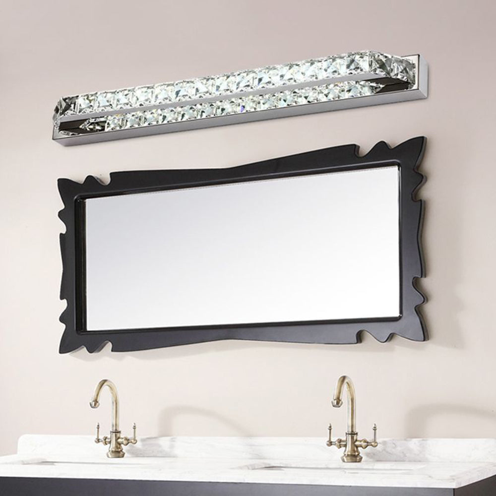 Kristy Moderni Design Rettangolare Impermeabile LED Applique Cristallo Metallo Specchio Bagno