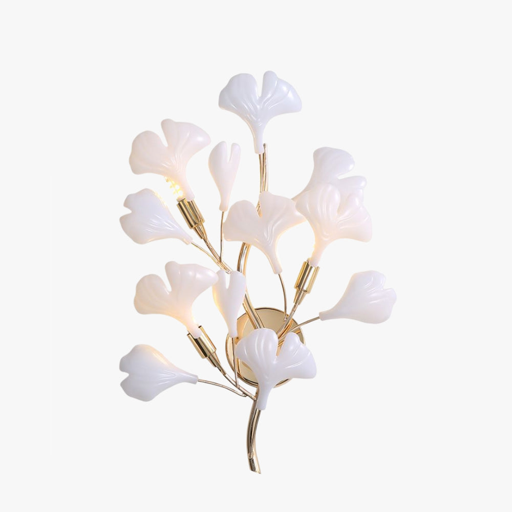 Olivia Design LED Bellissimo Ginkgo Biloba Applique Ceramica Metallo Bianco/Oro Soggiorno/Camera da Letto