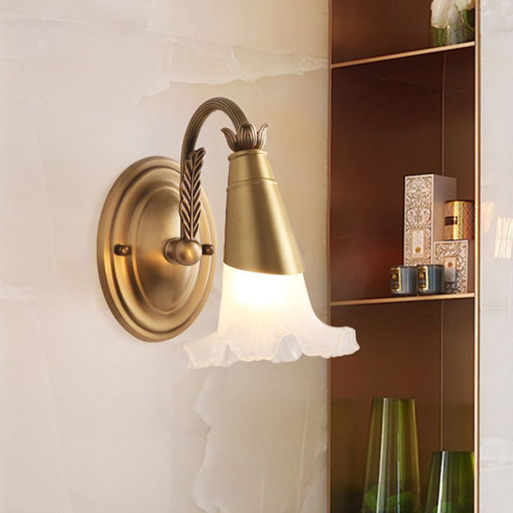 Arisha Vintage LED Applique Gloria Mattutina Antiruggine Fiore Metallo/Vetro Oro Soggiorno/Camera da Letto