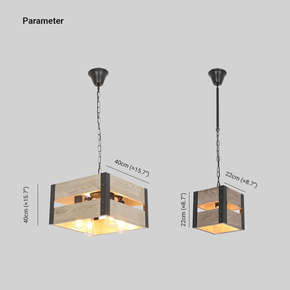 Alessio Design LED Quadrato Lampade a Sospensione Metallo/Legno Soggiorno/Camera da Letto