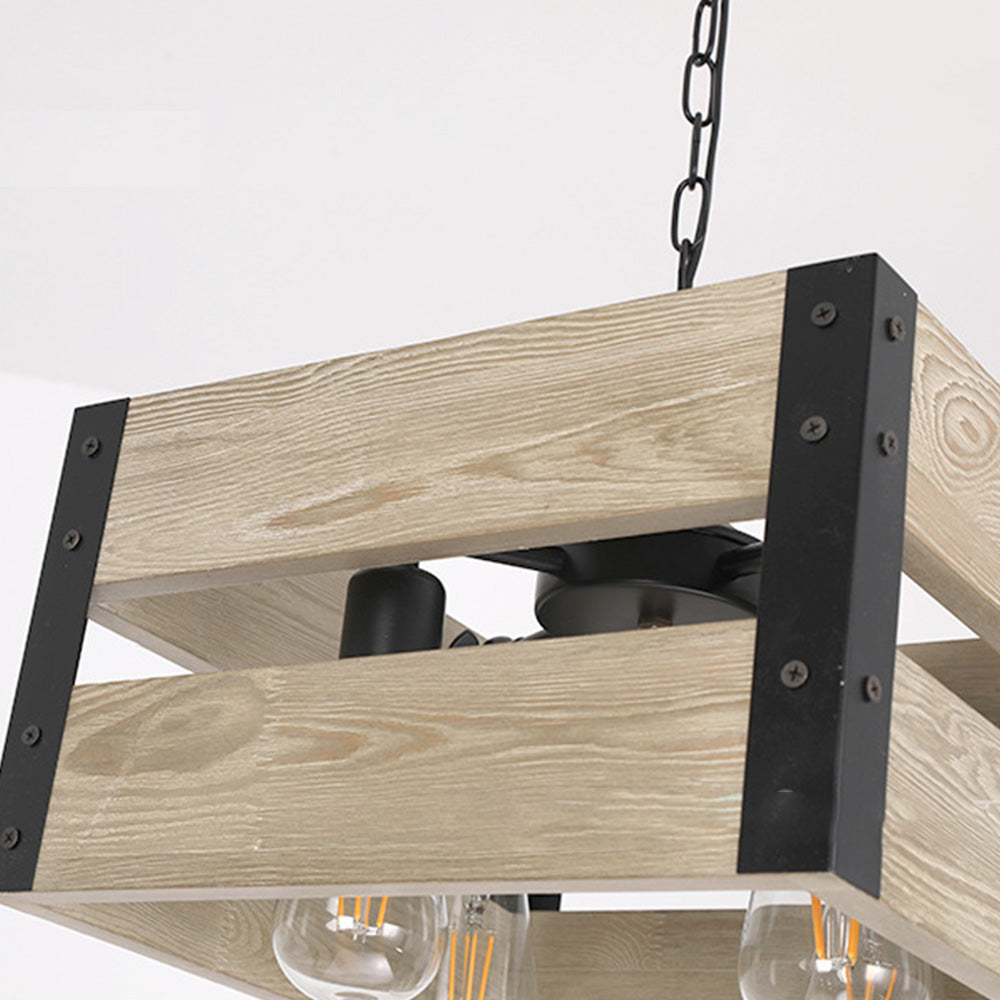 Alessio Design LED Quadrato Lampade a Sospensione Metallo/Legno Soggiorno/Camera da Letto