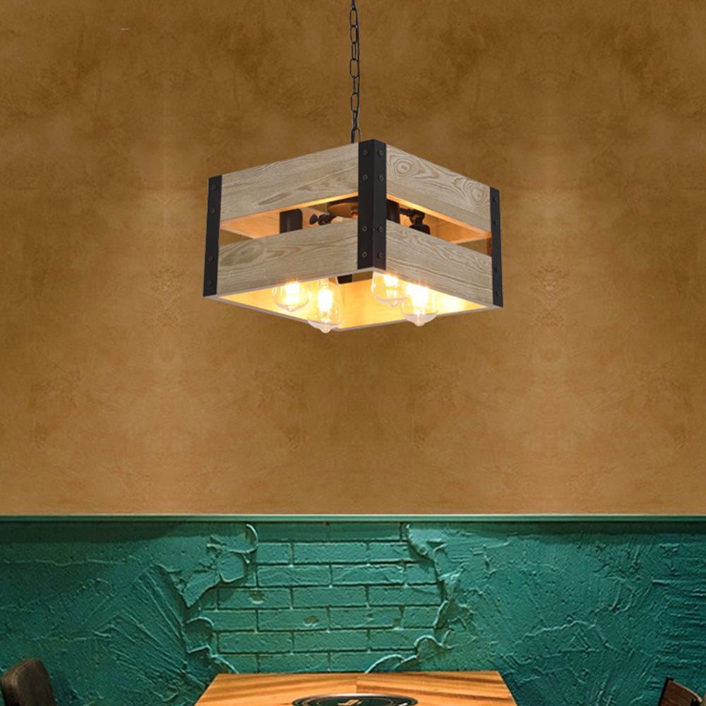Alessio Design LED Quadrato Lampade a Sospensione Metallo/Legno Soggiorno/Camera da Letto